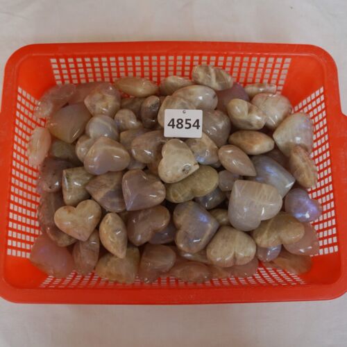 1kg 2.2LB 16Pcs Natural Blue Rainbow Moonstone Crystal Heart Palm Stones Healing