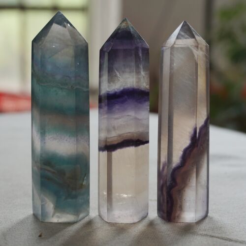 4.4LB 2KG 24Pcs Natural Rainbow Fluorite Quartz Crystal Point Tower Polished Healing