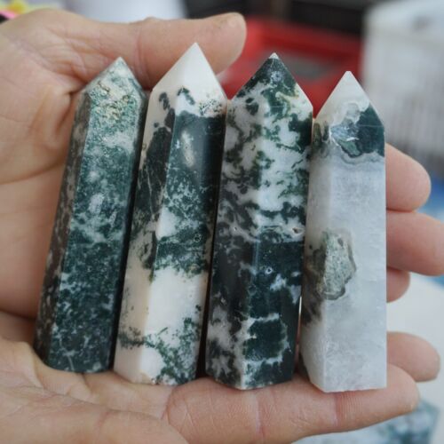 4.5KG 10LB 80Pcs Natural Moss Agate Carnelian Quartz Crystal Geode Tower Healing