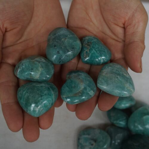 1KG 2.2LB 43Pcs Natural Green Amazonite Quartz Crystal Heart Palm stone Healing