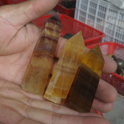 2KG 4.4LB 24Pcs Natural Yellow Fluorite Quartz Crystal Point Tower Healing Wholesale Price