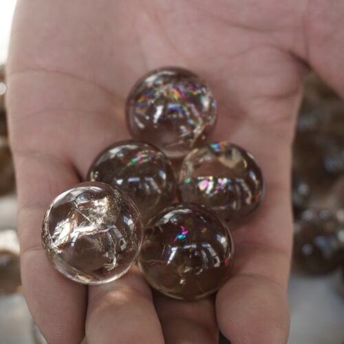 2.5KG 100Pcs Natural Rainbow Smokey Clear Quartz Crystal Sphere Ball Healing 23-27mm