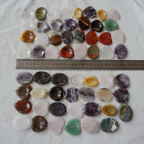 2KG 4.4LB 100Pcs Cute Quartz Crystal Jasper Decompression Mixed Worry Stones Healing