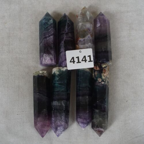 2KG 4.4LB 16Pcs Natural Blue Purple Fluorite Quartz Crystal Point Tower Healing