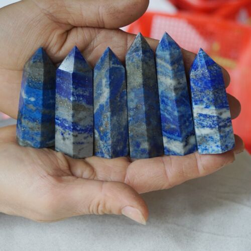 4.4LB 2KG 32Pcs Natural Lapis Lazuli & Pyrite Crystal Point Tower Healing