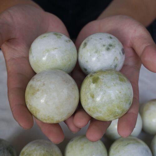 5kg 11LB 25Pcs Natural Serpentine Jade Crystal Sphere Ball Liaoning Province China