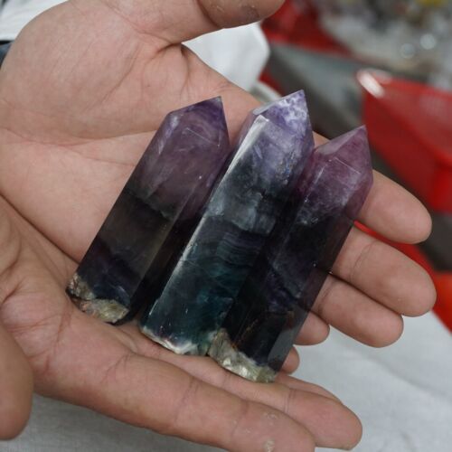 2KG 4.4LB 16Pcs Natural Blue Purple Fluorite Quartz Crystal Point Tower Healing