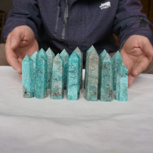 2KG 4.4LB 28Pcs Natural Green Amazonite Quartz Crystal Points Tower Wand Healing