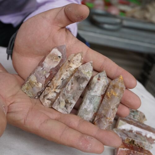 2KG 4.4LB 36Pcs Natural Phantom Ghost Carnelian Agate Crystal Point Tower Healing