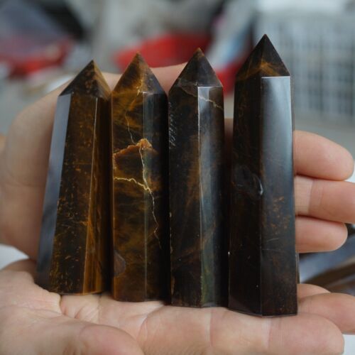 24Pcs 2KG 4.4LB Natural Yellow Tiger Eye Quartz Crystal Point Tower Polished Healing