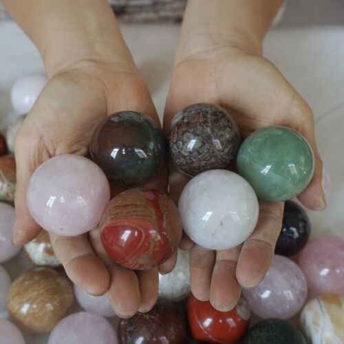 5Kg 56Pcs Natural Quartz Crystal Jasper Sphere Ball Mixed Stone Tumbles Healing 35-40cm