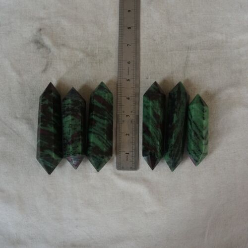 2KG 12 Pieces Natural Green Ruby Zoisite Gem Stone Crystal Double Point Wand Healing