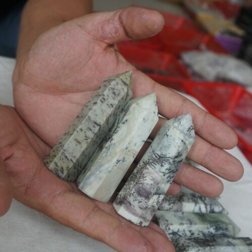 2kg 4.4LB 24Pcs Natural Seaweed Jasper Quartz Crystal Point Tower Obelisk Healing