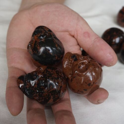 20Pcs 3.4LB Natural Mahogany Obsidian Quartz Crystal Skull Carving Head Healing