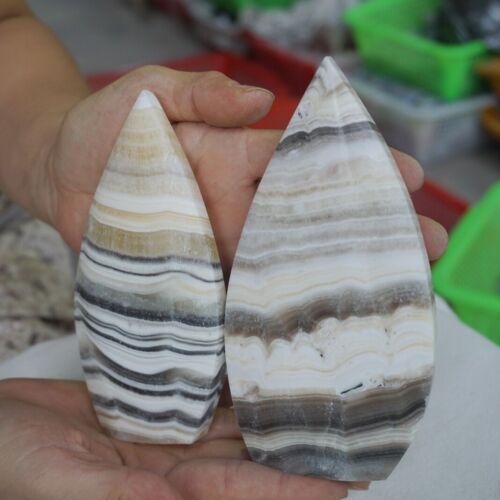 3.77KG 8.3LB 10Pcs Natural Mexico Banded Calcite Crystal Point Flame Palm Stone Healing