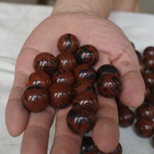 200 Pcs 4.3LB Natural Tiny Mahogany Obsidian Quartz Crystal Sphere Ball Healing 20mm