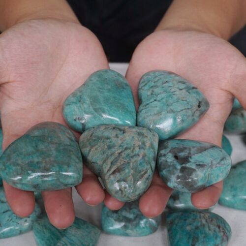 5KG 11LB 58Pcs Natural Green Amazonite Quartz Crystal Heart Palm stone Healing