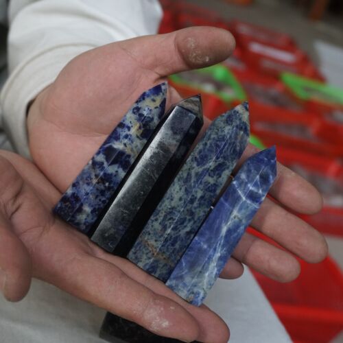 2KG 20Pcs 4.4LB Natural Blue Sodalite Crystal Point Tower Obelisk Polished Healing