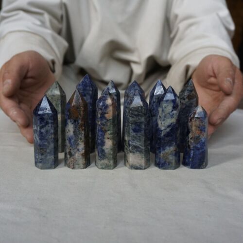 2kg 4.4LB 24Pcs Natural Blue Sodalite Crystal Point Tower Obelisk Polished Healing