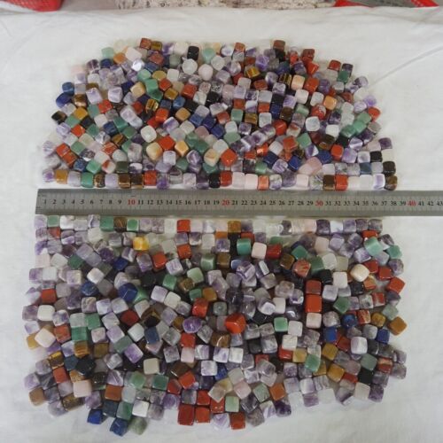 5KG 11LB 870Pcs Tiny Natural Quartz Crystal Jasper Square Mixed Gem Tumbled Stones Healing