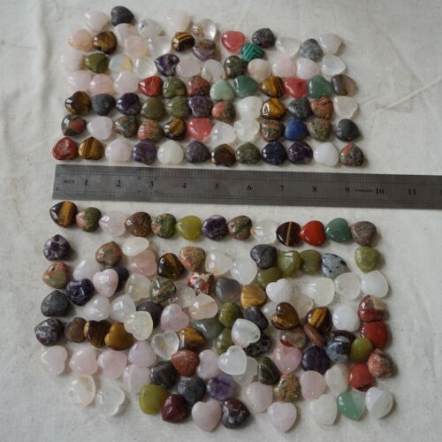 2Kg 4.4LB 360Pcs Tiny Natural Quartz Crystal Jasper Heart Mixed Stone Tumble Healing 2cm