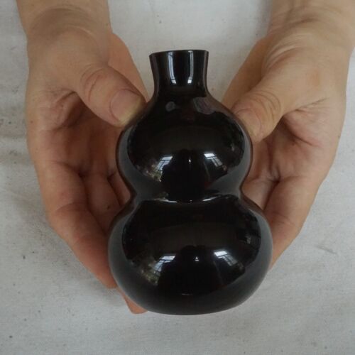 5 Pieces 2.6kg 3.8" Natural Black Obsidian Quartz Crystal Luck Gourd Carving Healing 10cm