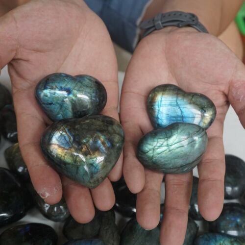 5KG 11LB 58Pcs Natural Rainbow Labradorite Crystal Gem Stone Heart Healing Wholesale