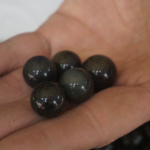 1KG 250Pcs Tiny Natural Cat Eye Obsidian Crystal Sphere Ball Healing 13-16mm