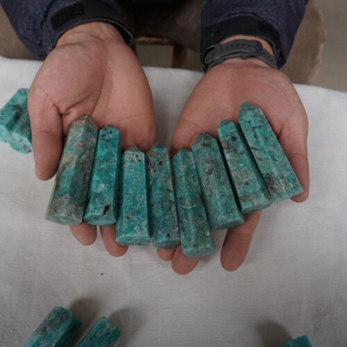 2KG 4.4LB 28Pcs Natural Green Amazonite Quartz Crystal Points Tower Wand Healing