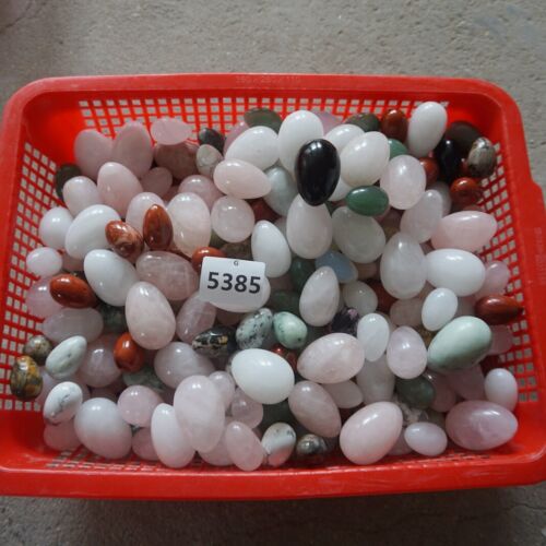 2Kg 68Pcs 4.4LB Natural Quartz Crystal Jasper Egg Carved Mixed Stone Tumbled Healing