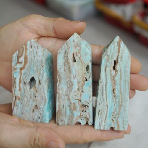 2KG 4.4LB 16Pcs Natural Blue Hemimorphite Quartz Crystal Geode Point Tower Healing