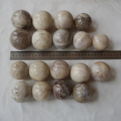 5KG 11LB 18Pcs Natural Blue Rainbow Moonstone Belomorite Crystal Sphere Ball Healing