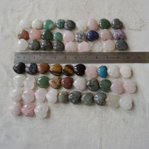 2Kg 2.2LB 120Pcs Small Natural Quartz Crystal Jasper Heart Mixed Stone Tumbles Healing 3cm