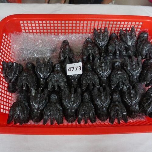 2.1KG 10Pcs 4.6LB Natural Flashy Larvikite Labradorite Crystal Dragon Head Carving Wholesale Lot.