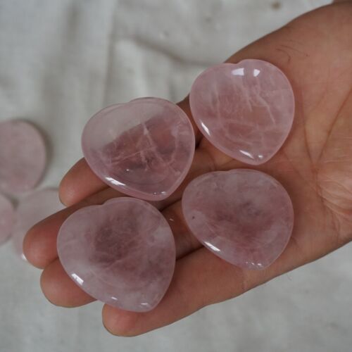 50Pcs 0.7kg Natural Rose Quartz Crystal Love Heart Decompression Stone Worry Stone Healing