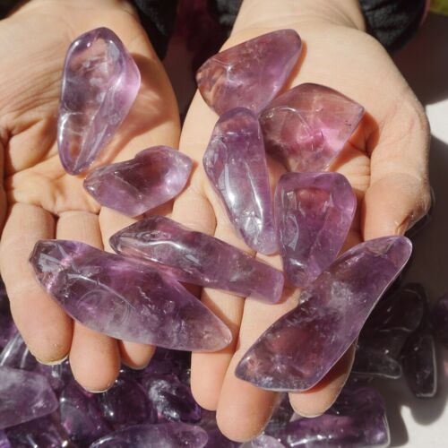 11LB 270Pcs Raw Natural Purple Amethyst Quartz Crystal Tumbled Healing Bulk