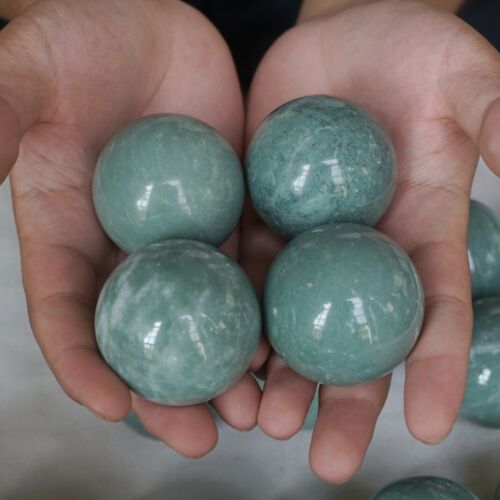 4.8kg 10.5LB 30Pcs Natural Green Jasper Quartz Crystal Sphere Ball Polished Healing