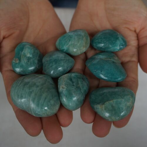 1KG 2.2LB 43Pcs Natural Green Amazonite Quartz Crystal Heart Palm stone Healing