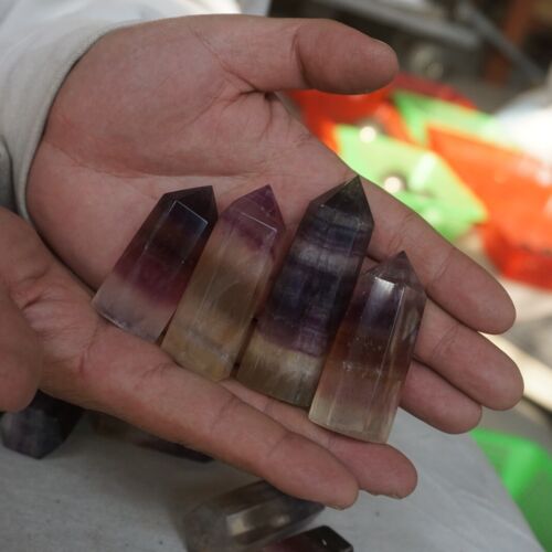 2kg 4.4LB 26Pcs Natural Rainbow Fluorite Quartz Crystal Point Tower Polished Healing