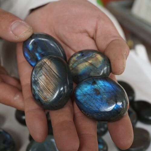 2kg 50 Pieces Natural Rainbow Labradorite Crystal Gem Spectrolite Palm Stone Healing