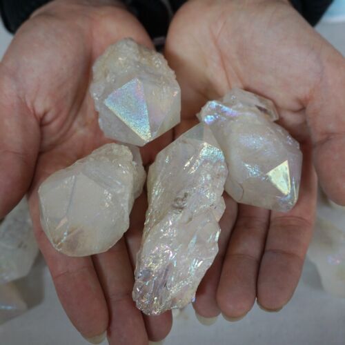 5KG 11LB 60Pcs Rainbow Aqua Aura Quartz Crystal Cluster Points Titanium Coating Bulk