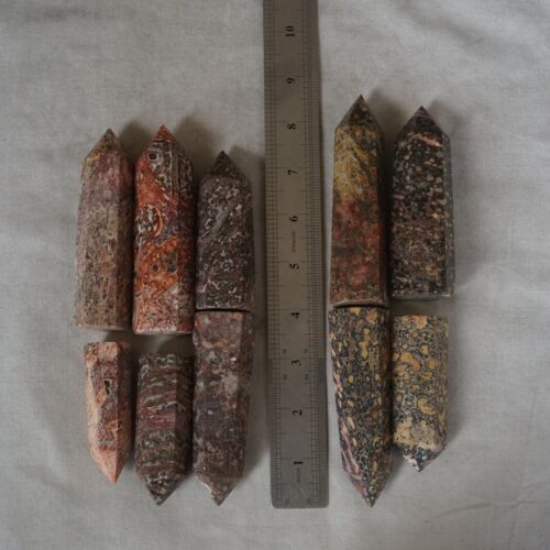 2KG 4.4LB 20Pcs Big Natural Leopard Skin Jasper Crystal Point Tower Healing Africa