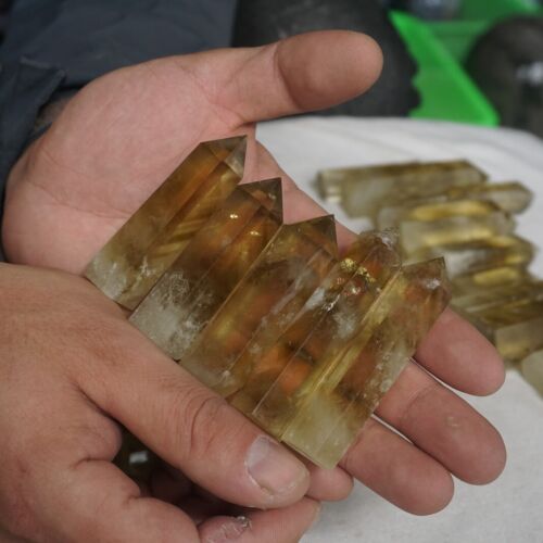 2Kg 40Pcs 4.4LB Natural Rainbow Citrine Quartz Crystal Point Tower Polished Healing