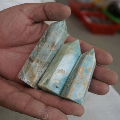 2kg 4.4LB 24Pcs Natural Blue Amazonite Quartz Crystal Points Tower Wand Healing