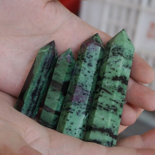 2kg 4.4LB 20Pcs Natural Green Ruby Zoisite Gem Stone Crystal Point Tower Healing