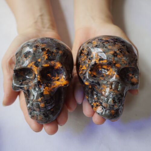 5.3KG 11.7LB 10 Yooperlite Fire Stone Crystal Skull Flashing Flame Under Ultraviolet