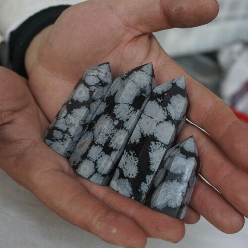 5KG 90Pcs Natural Snowflake Obsidian Quartz Crystal Points Tower Obelisk Healing Bulk