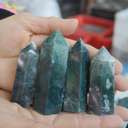 4.5KG 10LB 80Pcs Natural Moss Agate Carnelian Quartz Crystal Geode Tower Healing