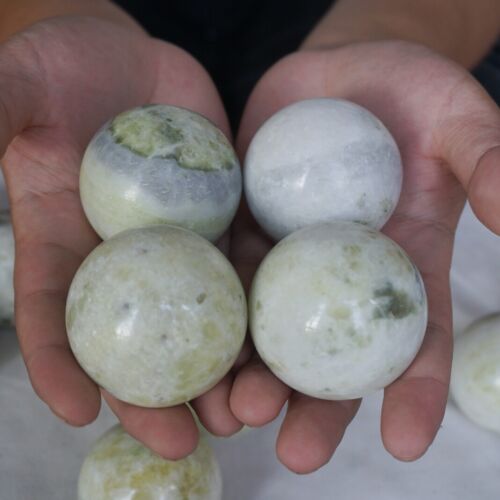 5kg 11LB 25Pcs Natural Serpentine Jade Crystal Sphere Ball Liaoning Province China