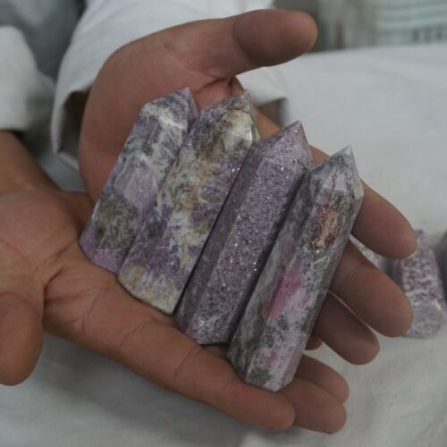 2KG 20Pcs 4.4LB Natural Purple Mica Lepidolite Crystal Point Tower Healing Africa .